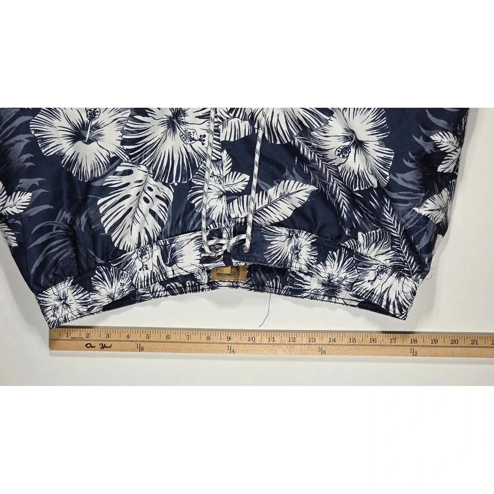 The Foundry Supply Co Men's 2XL Swim Trunks‎ Navy Blue Tropical Hibiscus Floral